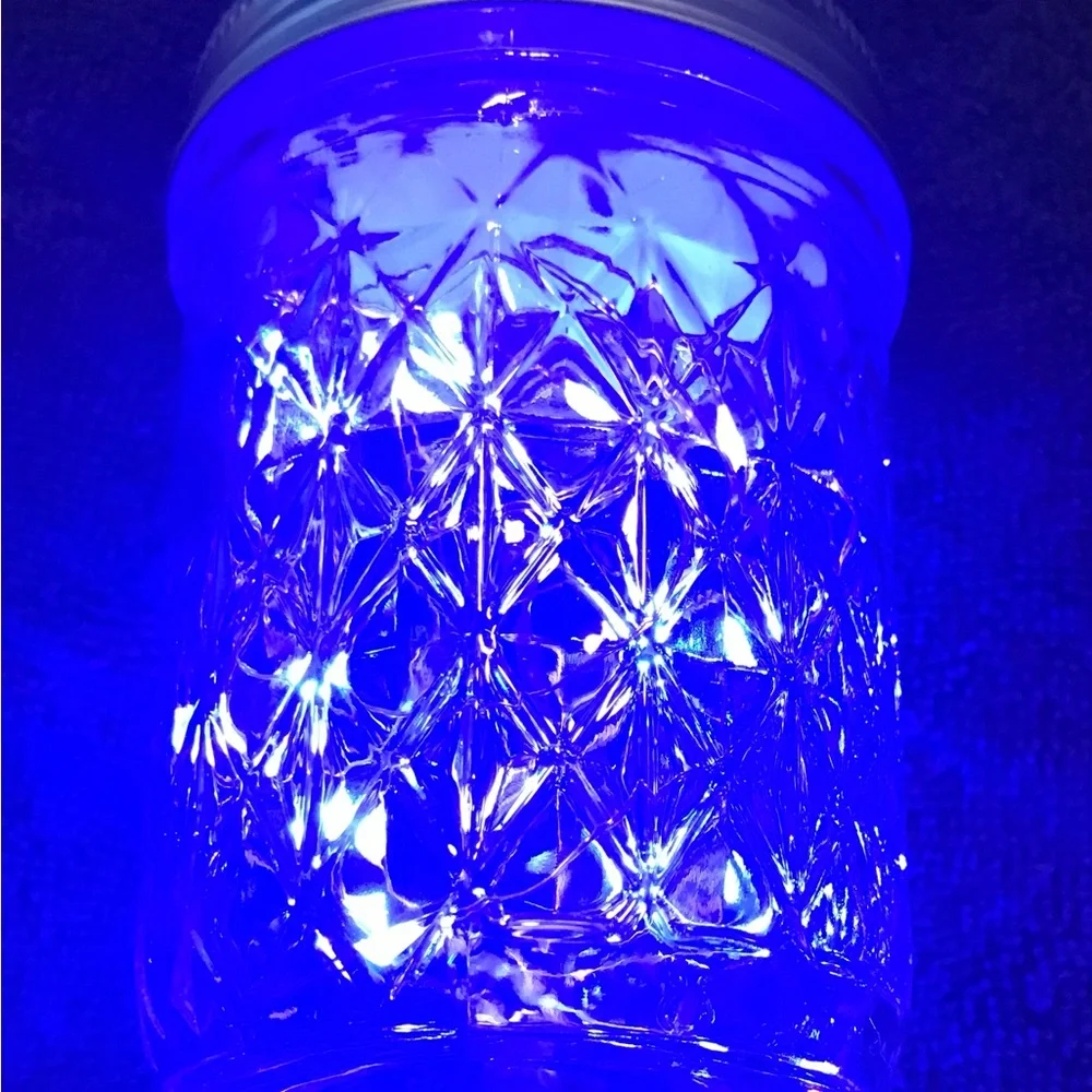 PURPLE 1/2 PINT MASON JAR w/ LED FAIRY-LIGHTS/HANDMADE - Picture 5 of 13